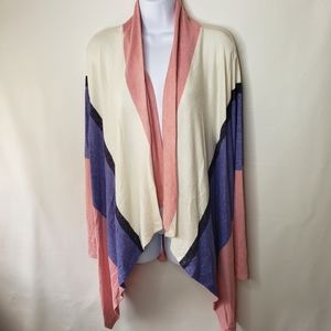Bobeau Open Front Cardigan Sweater Hi Lo Pink Purple Women's Size Large NWT